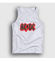 Presmono Unisex Sarı Red Black AC/DC Atlet 6579tt (Beyaz)