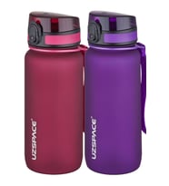 Uzspace 2'li Tritan Matara Seti 650 ml 14 Farklı Renk Seçeneği FiftyFifty (Kırmızı -Mor)