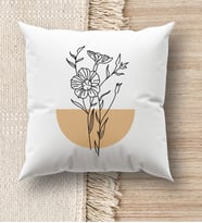 BK Gift Modern Art Tasarımlı Beyaz Kırlent Yastık, Ev Hediyesi, Ev Dekorasyonu, Dekoratif Hediye (Model 18)