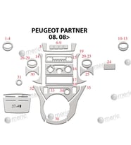 Meriç® Peugeot Partner Ön Torpido Kaplama Maun 40 Parça 2008-2018 (Alüminyum)