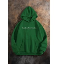 More Love Baskılı Oversize Sweatshirt (Yeşil)