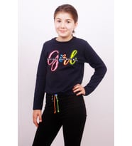 Toontoy Kız Çocuk Girl Baskılı Sweatshirt  (Lacivert)