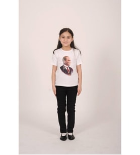 DİJİTAL ATATÜRK BASKILI  ÇOCUK TİŞÖRT (Beyaz)