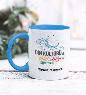 Din Kültürü Öğretmeni Tasarımlı Kişiye Özel Kupa Bardak (Mavi)