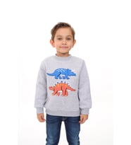 Toontoy Erkek Çocuk Nakışlı Sweatshirt ( Gri-Melanj)