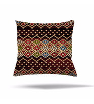 Patchwork Çiçek Desen Etnik Gizli Fermuarlı Yastık Kılıfı Kırlent Kılıfı Koltuk Yastık Kılıfı  (Bordo-Bej)