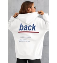 Unisex Back Sırt Baskılı Sweatshirt (A.Beyaz)