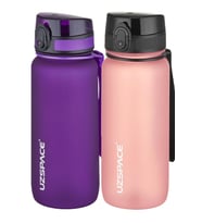 Uzspace 2'li Tritan Matara Seti 650 ml 14 Farklı Renk Seçeneği FiftyFifty (Mor-Pudra)
