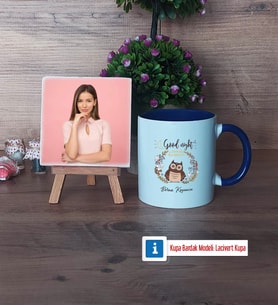 Baykuş Fotoğraflı Dekoratif Taş, Kupa Bardak Beyaz Hediye (Model 3)
