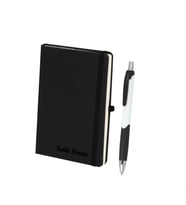 İsme Kişiye Özel Termo Lastikli Mini Not Defteri Kalem Seti 9x14 (Siyah)