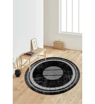 Dijital Baskılı Kaymaz Taban Yıkanabilir Yuvarlak Salon Halısı Koridor Halısı Paspas NDY-SD-1081 (Siyah)
