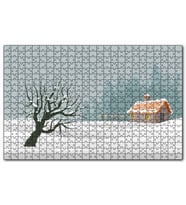 Cakapuzzle Karlı Tepeler Kuru Ağaç ve Şirin Kulübe Puzzle Yapboz MDF (Ahşap) (255 Parça)