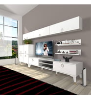 Decoraktiv Eko 8 Mdf Dvd Gold Tv Ünitesi Tv Sehpası (Beyaz)