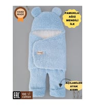 BEBEK DIŞ KUNDAK BATTANİYESİ WELSOFT EKSTRA UZUN KIŞLIK PELUŞ AYAKLARI AÇILABİLEN UYKU TULUMU 0-12ay (Mavi)