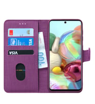 Microsonic Samsung Galaxy A71 Kılıf Fabric Book Wallet (Mor)
