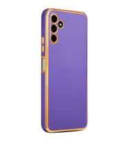 Samsung Galaxy A04S Kılıf Kenarları Gold Kamera Korumalı Renkli Pastel Silikon Siyah BARK (Mor)