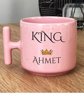 Kişiye Özel King Hediye Pastel T Kupa Sevgiliye Hediye (Pembe)
