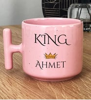 Kişiye Özel King Hediye Pastel T Kupa Sevgiliye Hediye (Pembe)