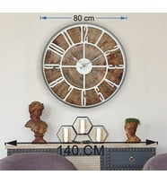 Markakanvas Gri Metal Kasalı Eski Dünya Haritalı Duvar Saati (Çap 50 cm - 80 cm ) (Beyaz)
