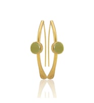 Kadir Jewellery 22 Ayar Altın Kaplama Kadın Taşlı Küpe -El İşçiliği Ve Hipoalerjenik Küpe (Zeytin Yeşili)