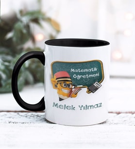 Matematik Öğretmeni Tasarımlı Kişiye Özel Kupa Bardak (Siyah)