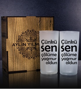 eJOYA Kişiye Özel Kutusunda 2'li Rakı Bardağı Hediye Seti 107225 (Turkuaz)
