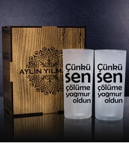 eJOYA Kişiye Özel Kutusunda 2'li Rakı Bardağı Hediye Seti 107225 (Turkuaz)