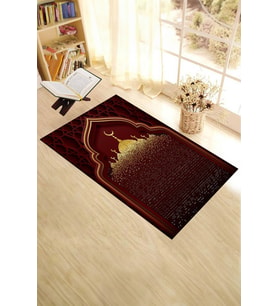 EVDEYA Dijital Baskılı Camii Motifli Yıkanabilir Motifli 70x130 Namazlık Seccade, Seccade-5-kahve, (Kırmızı)