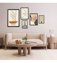 5'li Ahşap Lamine Çerçeveli Mdf Tablo Seti Modern Çizgiler (Siyah)