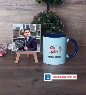 Okul Müdürü Fotoğraflı Dekoratif Taş, Kupa Bardak Beyaz Hediye Öğretmenler Günü Hediyesi (Model 3)