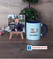 Okul Müdürü Fotoğraflı Dekoratif Taş, Kupa Bardak Beyaz Hediye Öğretmenler Günü Hediyesi (Model 3)