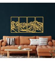Antdecor Dağ Metal Duvar Dekoru 100x50 cm (Gold)
