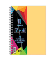 7+4 Ayraçlı Defter 11 Konulu 225 Yaprak 1 Adet 7 Kareli 4 Çizgili Spralli Plastik Kapak Seperatörlü (Krem)