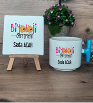 Biyoloji Öğretmeni Hediye Seti Kupa Bardak T Kulplu ve Dekoratif Taş Öğretmenler Günü Hediyesi Biyoloji Öğretmenine Hediye (Model 3)
