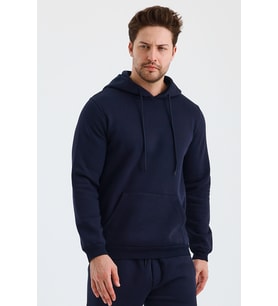 Monox Erkek Kapşonlu 3 İplik Sweatshirt (Lacivert)