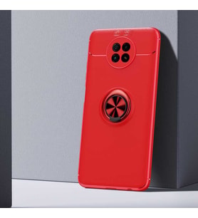 Xiaomi Redmi Note 9 5G Kılıf Yüzüklü Magnetli Ravel Case (Kırmızı)