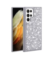Galaxy S23 Ultra Kılıf Parlak Taşlı Tasarım Zore Linea Kılıf (Gümüş)
