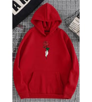 Unisex Rose Baskılı Sweatshirt (Kırmızı)