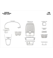 Meriç® Nissan Almera SD Ön Torpido Kaplama Maun 16 Parça 2000-2003 (Alüminyum)