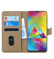 Samsung Galaxy M20 Kılıf Fabric Book Wallet (Gold)