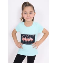 Toontoy Kız Çocuk Flamingo Baskılı Tişört (Mint Yeşili)