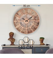 Markakanvas Gri Metal Kasalı Eski Dünya Haritalı Duvar Saati (Çap 50 cm - 80 cm ) (Bakır)