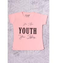 KIZ ÇOCUK TSHİRT YOUTH BASKILI BİSİKLET YAKA C39 (Yavruağzı)