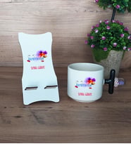 Estetisyen Hediye Sepeti Kupa Bardak T Kulplu ve Ahşap Telefon Standı Tıp Bayramı Estetisyenler Günü Hediyesi (Model 6)