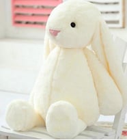 HEDİYELİ- Uyku Arkadaşım Uzun Kulak Bunny Peluş Tavşan 65 cm (Beyaz)
