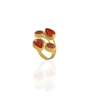 Kadir Jewellery 22 Ayar Altın Kaplama Zirkon Taşlı Kadın Vintage Yüzük (Kırmızı)