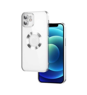 Uyumlu Model Apple iPhone 11 Kılıf Kamera Korumalı Logo Gösteren Şeffaf Kapak (Gümüş)