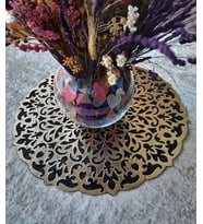runner/yuvarlak/orta sehpa örtüsü/supla/s.deri işlemeli/46cm/ (Siyah-Altın)