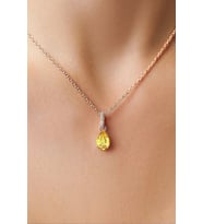 Mistik Topaz Taşlı 14 K Rose Altın Kaplama Kadın Kolye (Sarı)