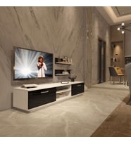 Decoraktiv Eko 4B Slm Dvd Tv Ünitesi Tv Sehpası - Parlak Beyaz (Siyah - Beyaz)